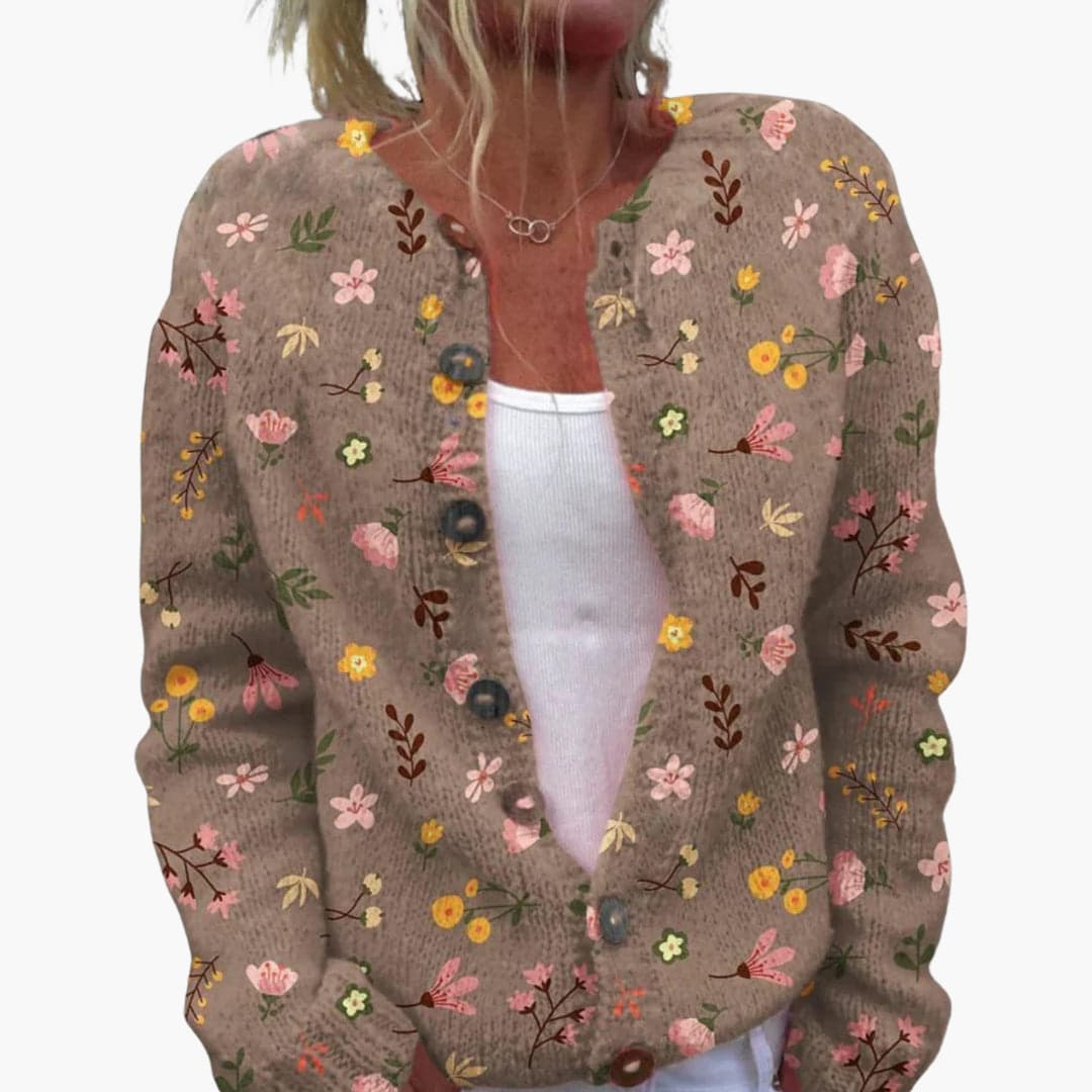 Marlowe | Women's Floral Knit Button-Up Cardigan