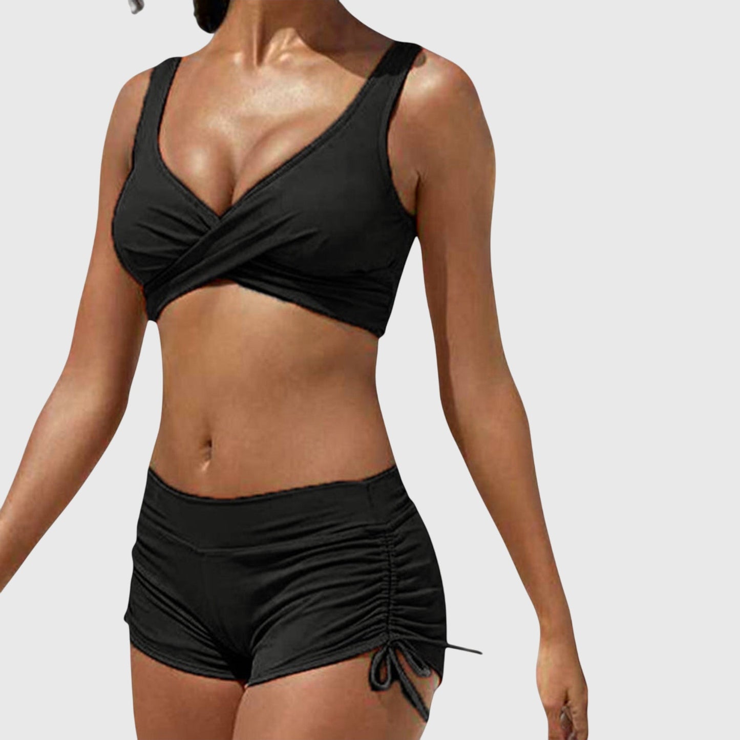 Freya | Camo Two Piece Swimsuit Wrap Crop Top Shorts