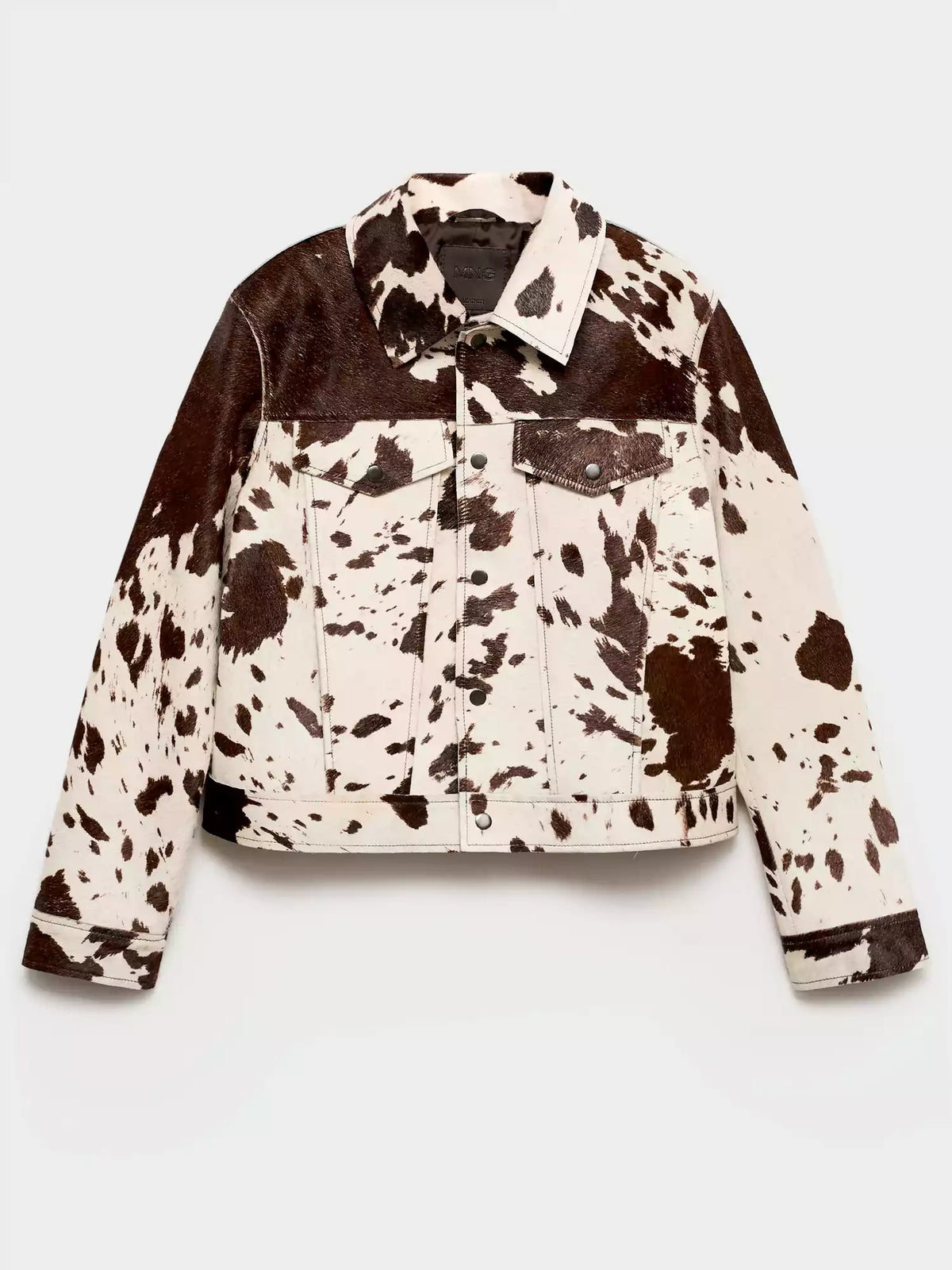 Saskia | Women's Western Cropped Cow Print Fake Fur Jacket
