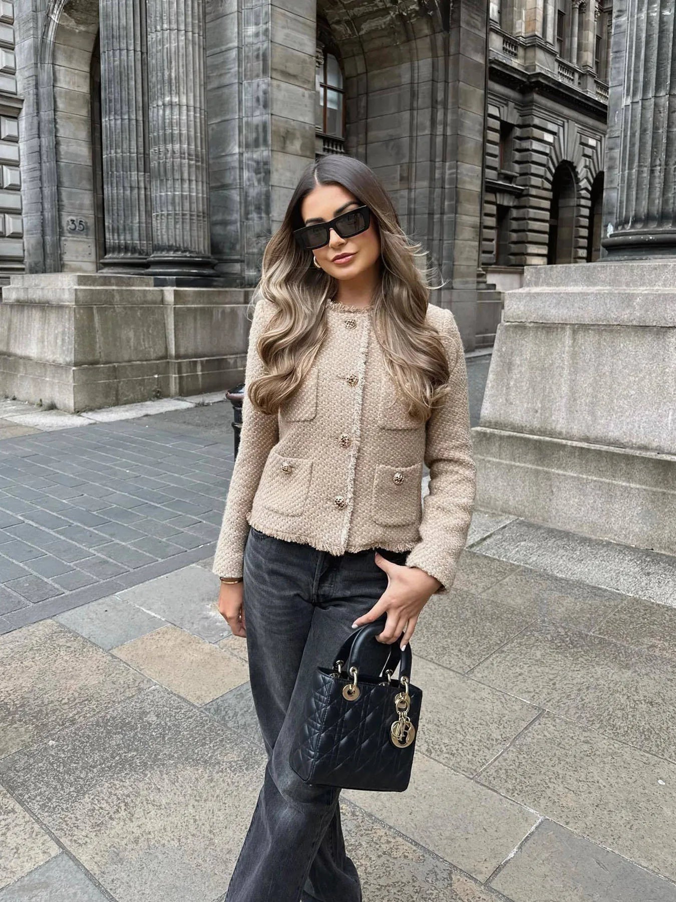Charlotte | Women's Cropped Tweed Button-Front Jacket