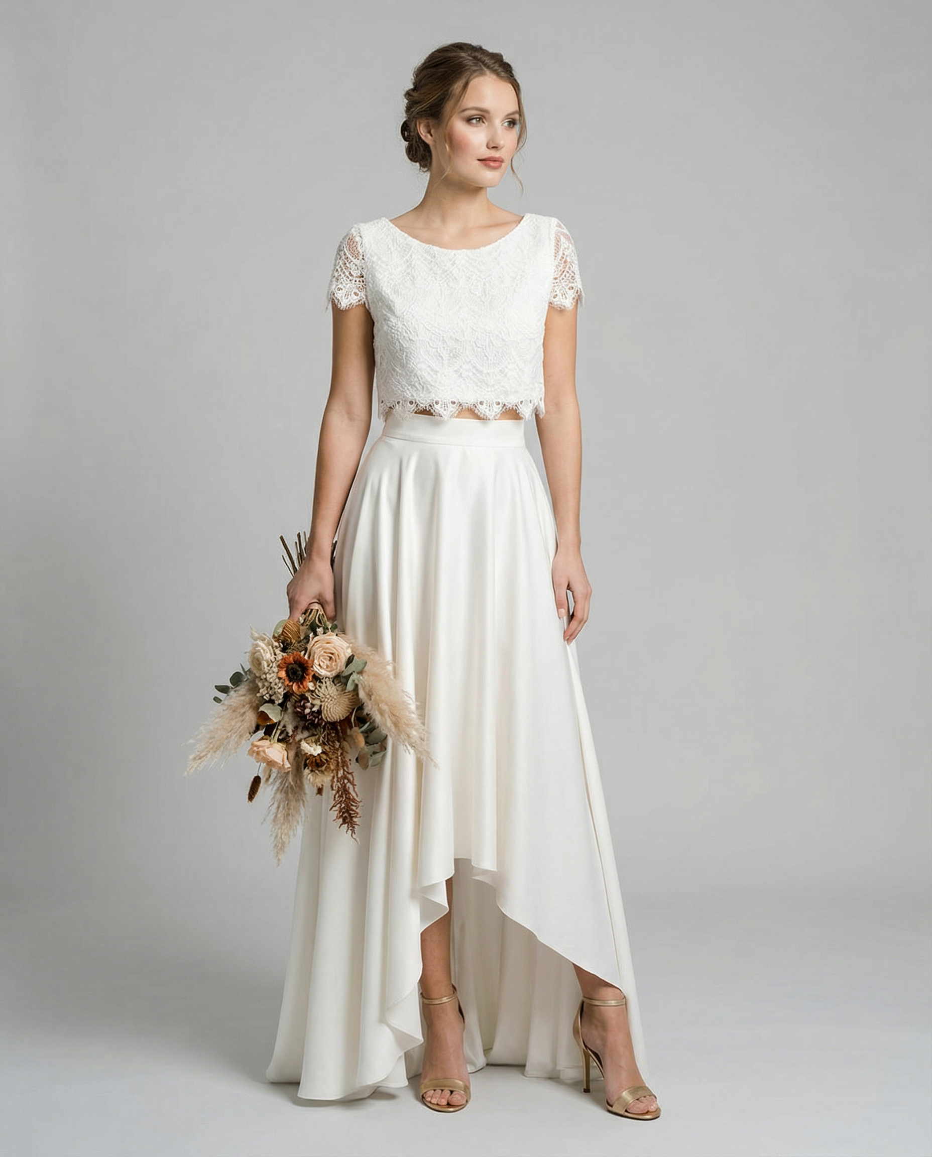 two piece wedding guest dress Serena Cheap two piece boho Baltic Børn White Dresses artistic expression Accessories:Pin