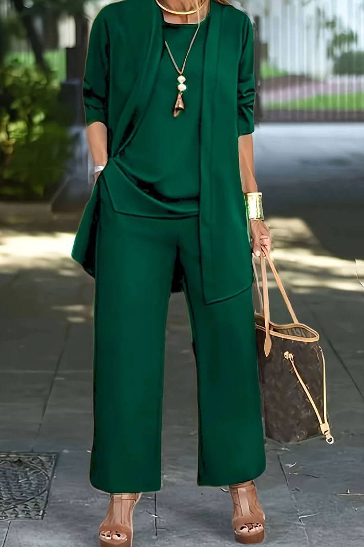 Maribeth | Women's Summer Lounge Three Piece Wide Leg Pants Set