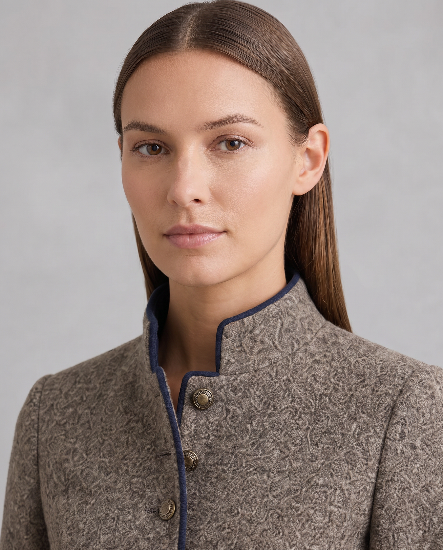 Adair | Women's Tailored Stand Collar Piped Wool Blend Blazer
