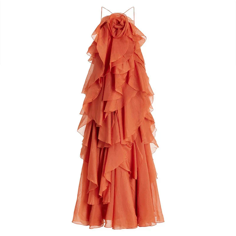 Vera | Women's Layered Ruffle Floral Strapless Maxi Dress