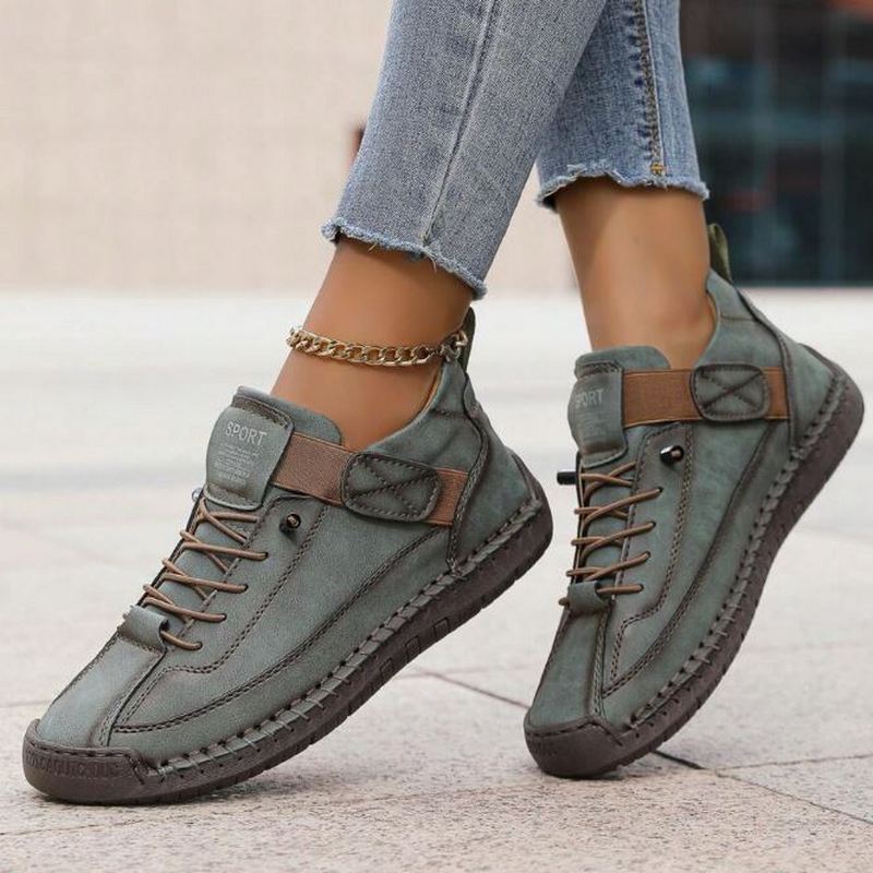 Marlow | Women's Stitch Detail Lace Up Comfortable Flat Sneaker