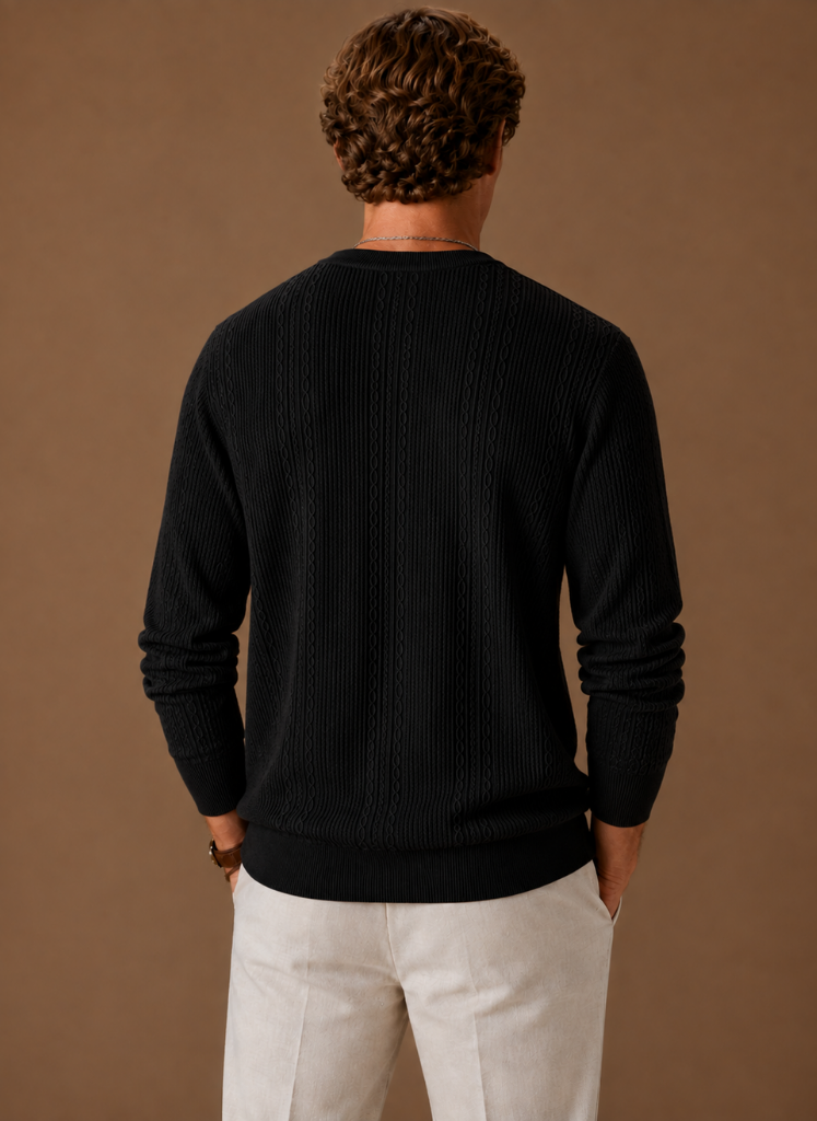 Thelmore | Men's Cable Knit Crew Neck Textured Pullover Sweater