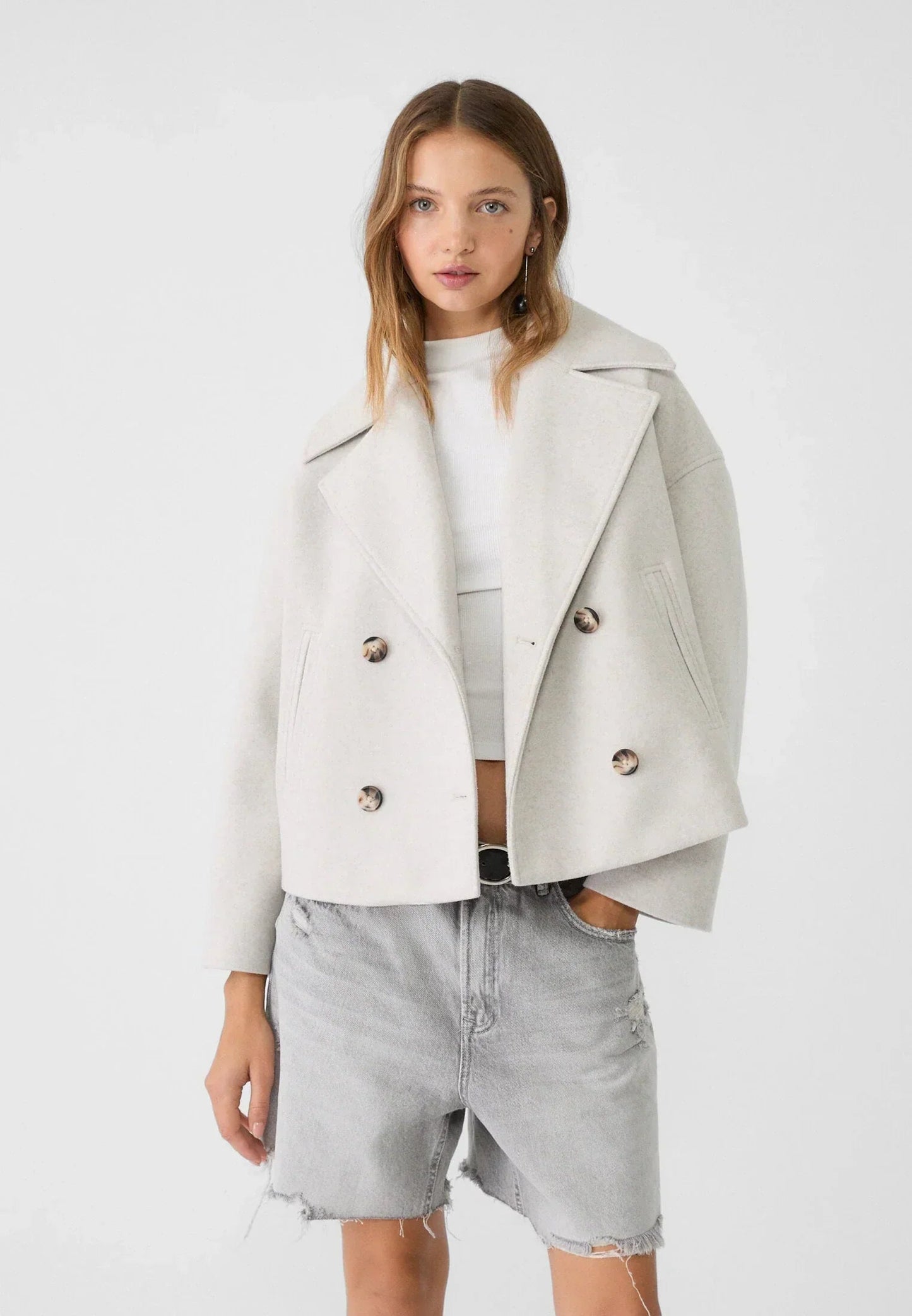 Ludovica | Women's Double-Breasted Cropped Pea Coat