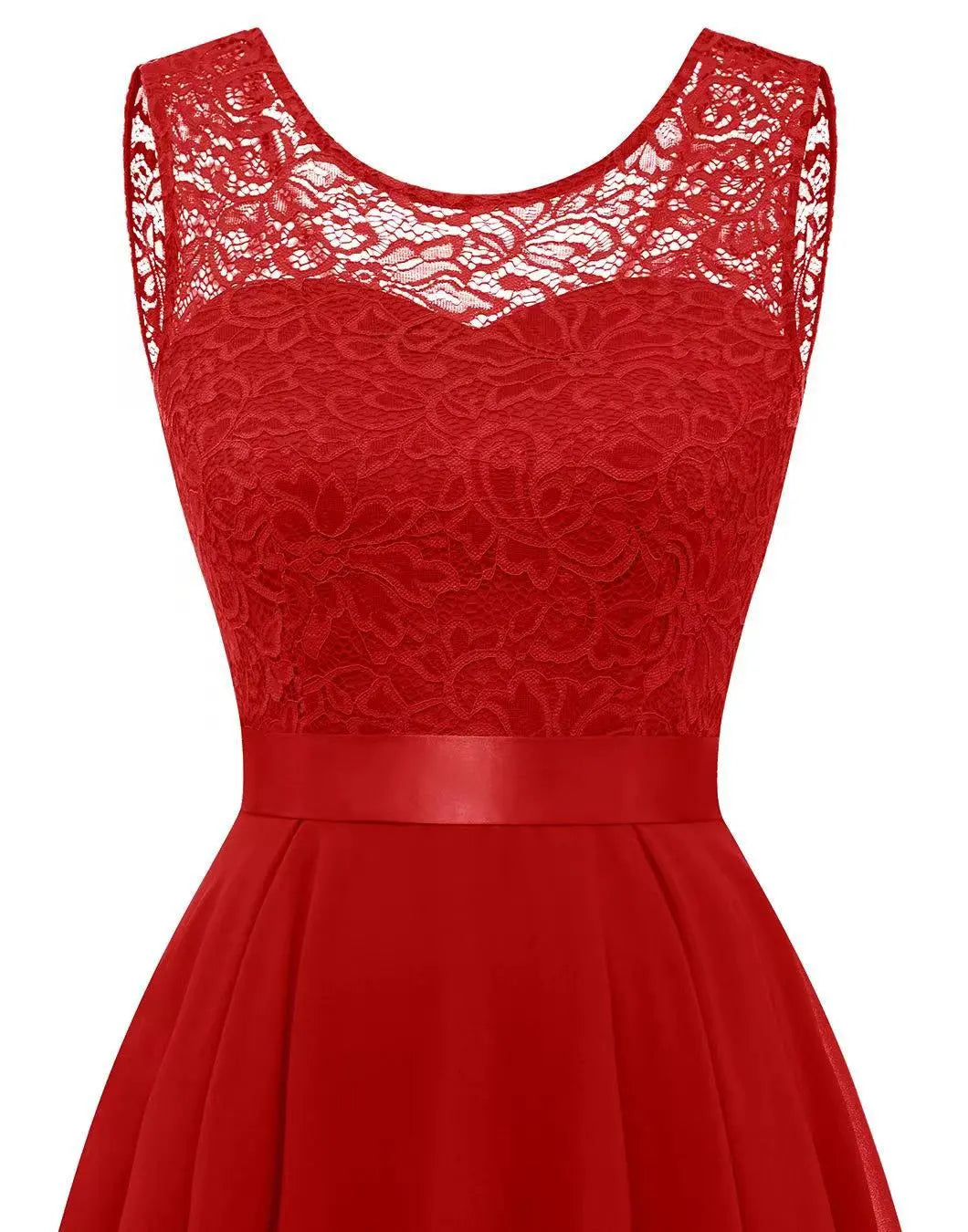 Kaitlyn | Lace Bodice Scoop Neck High Low Chiffon Elegant Wedding Guest Dress