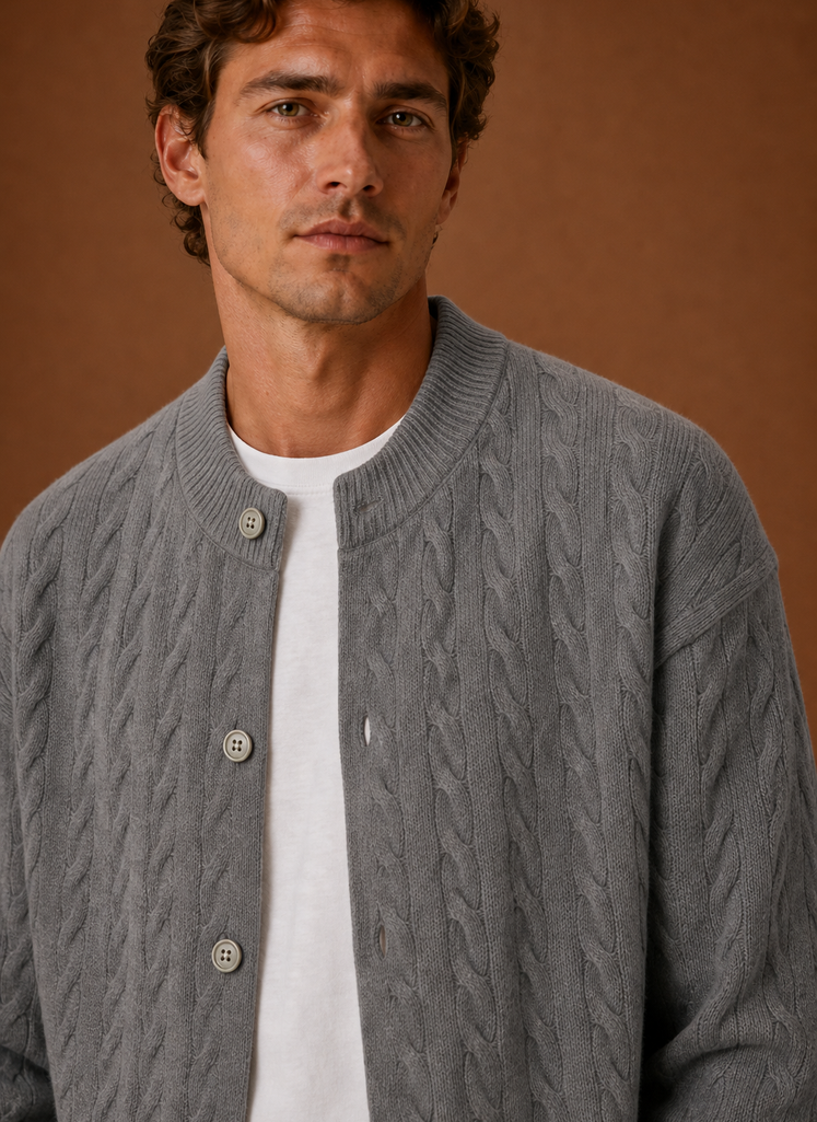 Ellsworth | Men's Cable Knit Button Front Cardigan Sweater