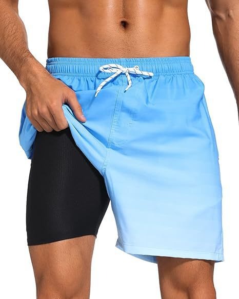 Kai | Men's Swim Shorts Quick Dry Tropical Print Compression Liner