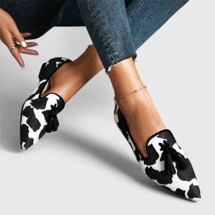 Giovanna | Women's Pointed Toe Tassel Slip-On Animal Print Loafer