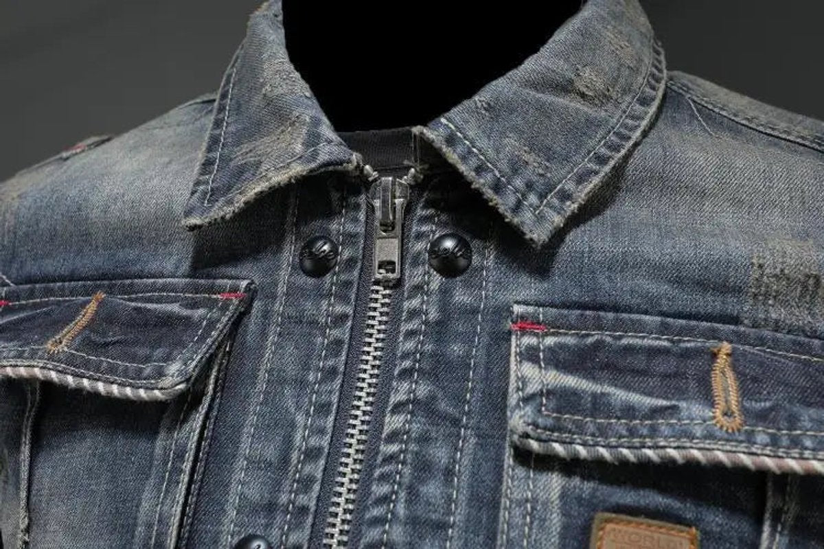 Ronan | Men's Washed Denim Trucker Zip-Up Work Jacket