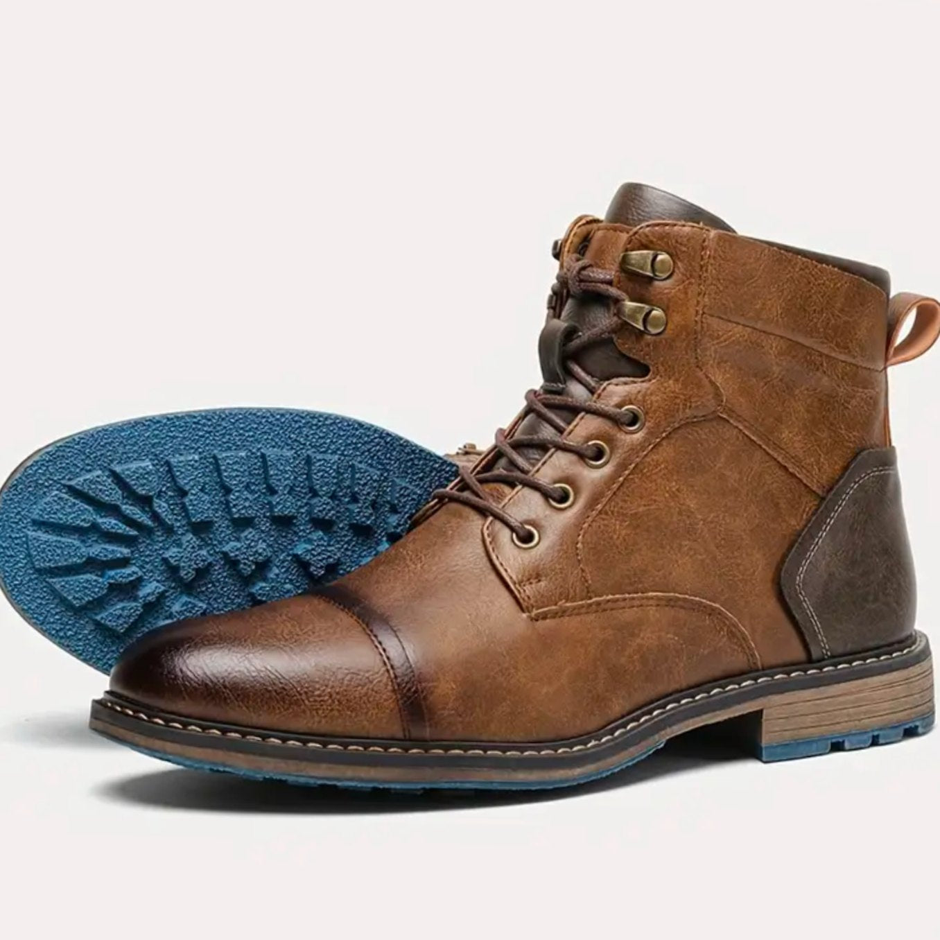 Hollis | Men's Vintage Cap-Toe Lace-Up Leather Ankle Boot