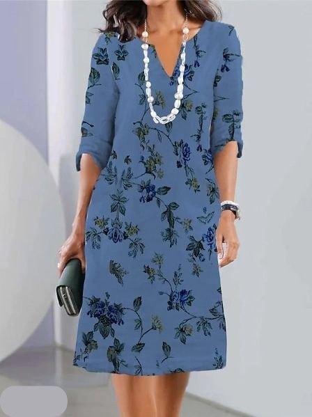 Olivia | Plus Size Floral V Neck Short Sleeve A-Line Midi Dress