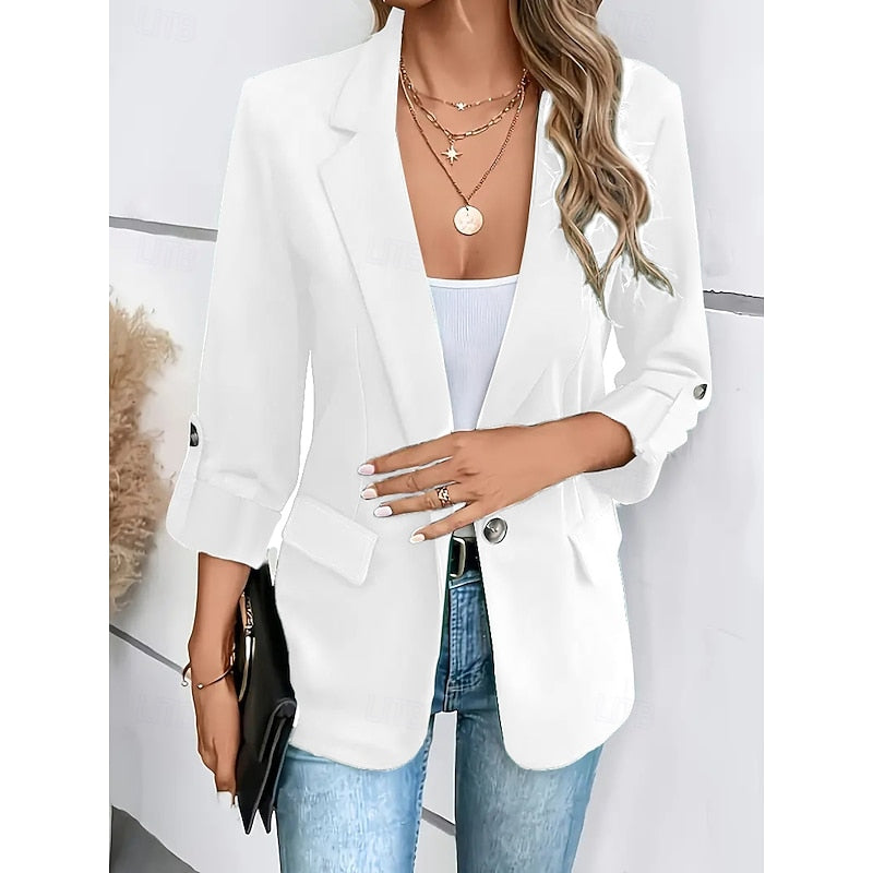 Elara | Women's Tailored Open Front Ruched Sleeve Blazer