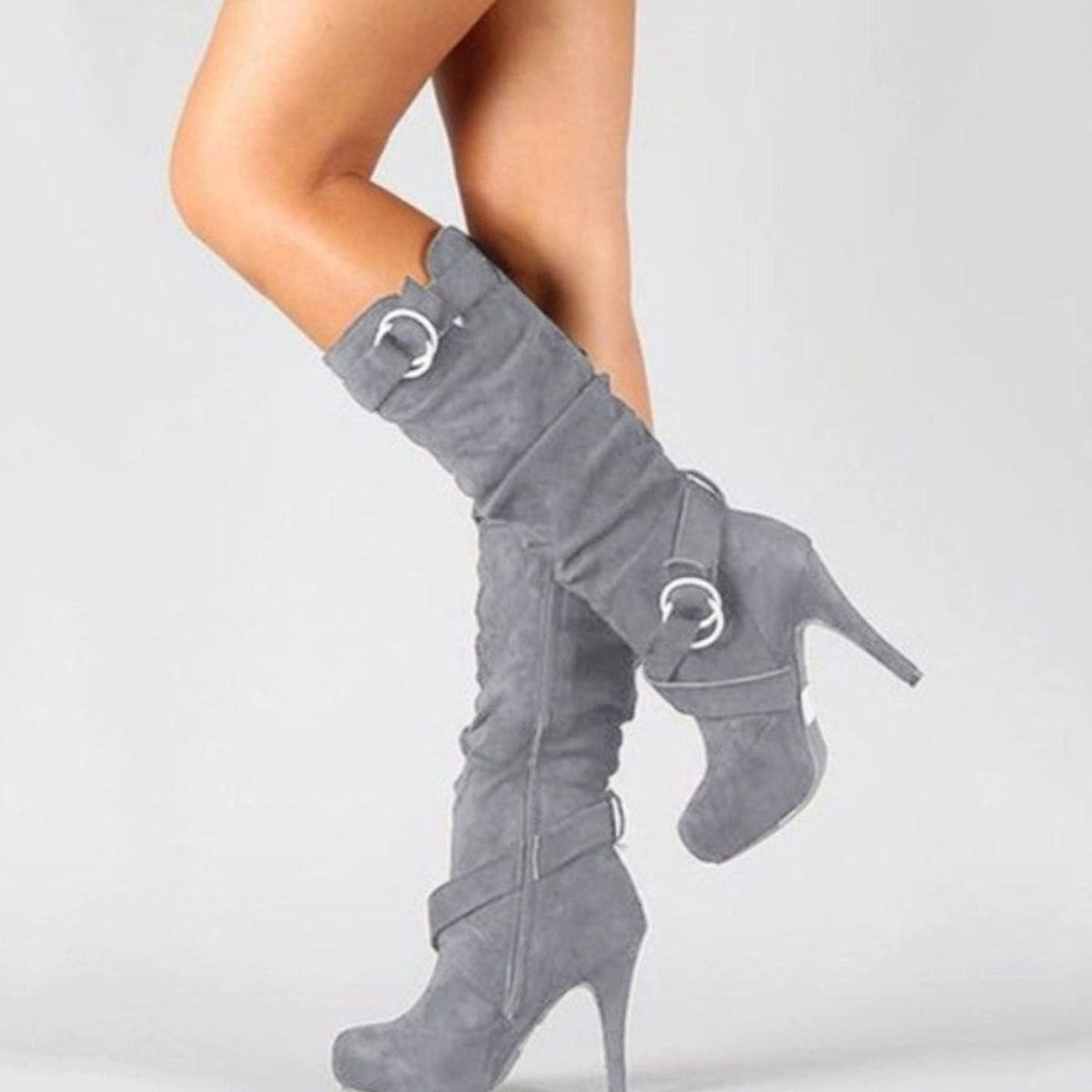 Sienna | Women's Knee-High Stiletto Heel Platform Buckle Boot