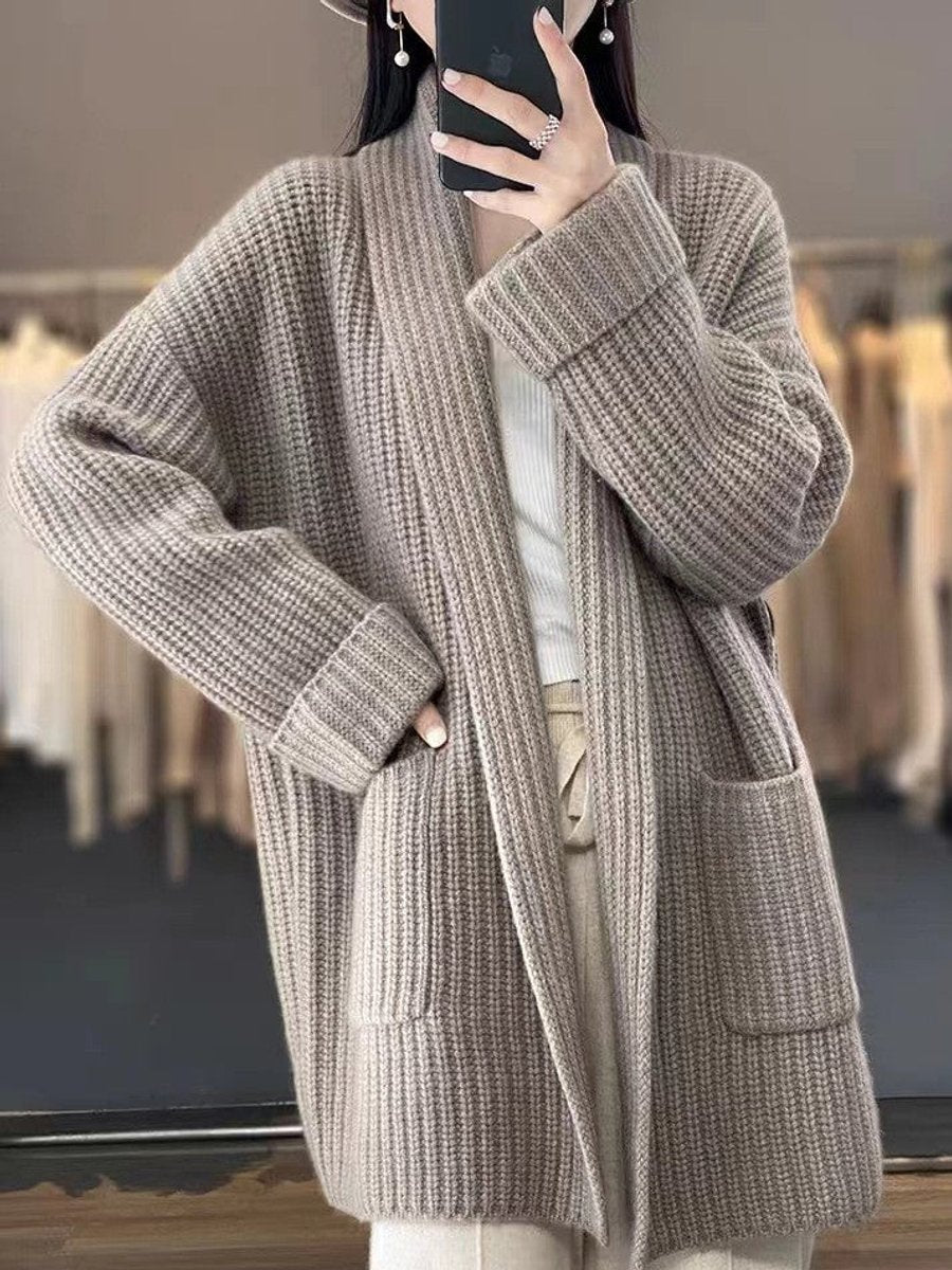 Camden | Women's Oversized Open-Front Scarf Collar Knit Cardigan