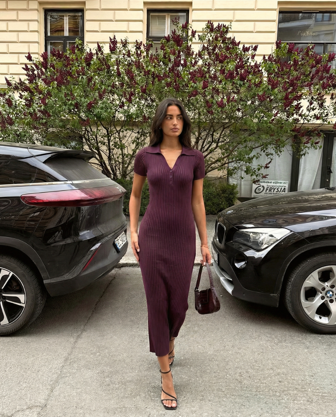 slim ribbed knit midi dress Aimee Slim Ribbed Knit Midi Dress