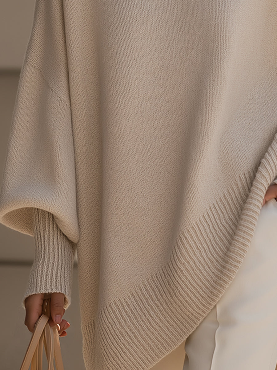 Jennifer | Women's Oversized Draped Asymmetric Knit Sweater