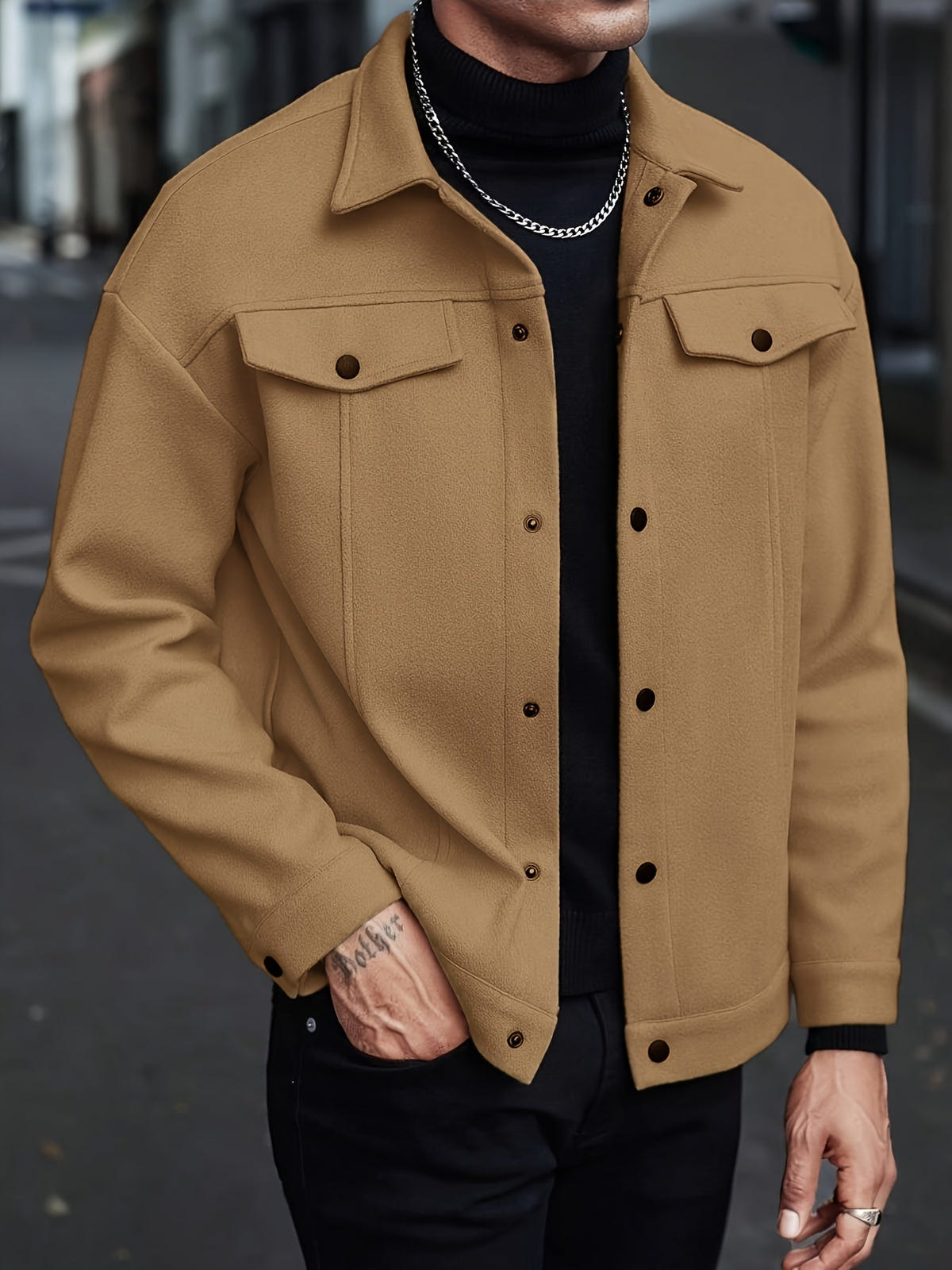 Caldwell | Men's Lapel Collar Snap Button Regular Fit Jacket