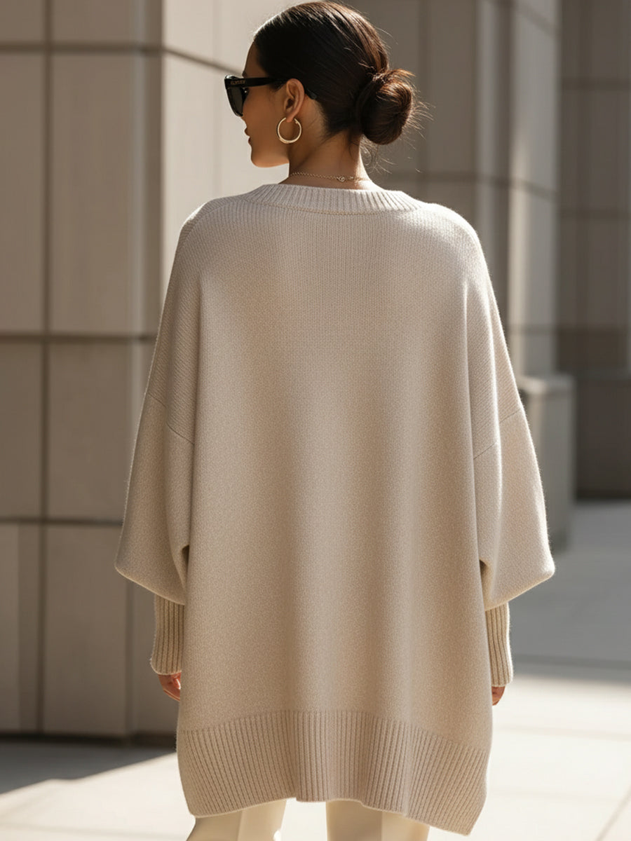 Jennifer | Women's Oversized Draped Asymmetric Knit Sweater