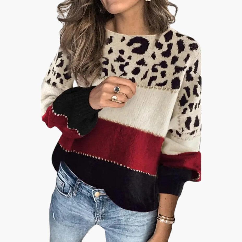 Marlowe | Women's Knit Colorblock Crew Neck Sweater