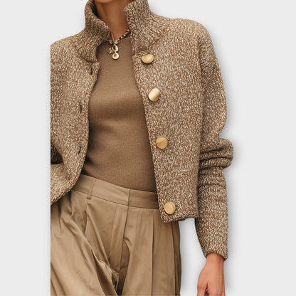 Bexlynne | Women's Textured Knit Button-Up Stand Collar Jacket