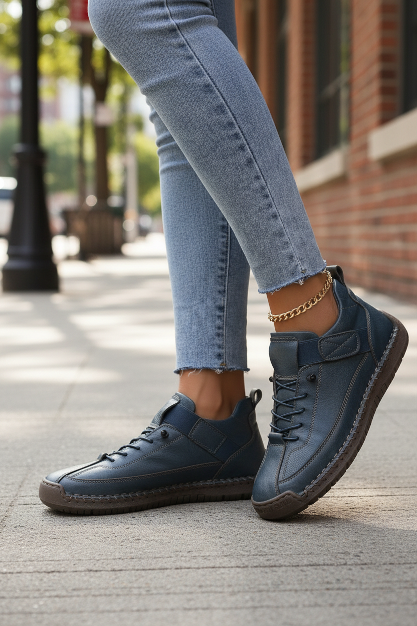 Corinthe | Women's Trendy Stitch Detail Comfort Lace-Up Sneaker