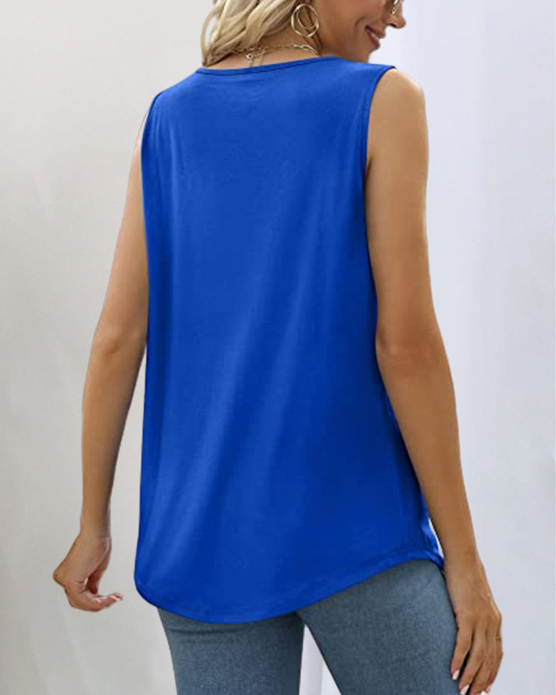 Nora | Square Neck Tank Tops Pleated Loose Fit Sleeveless