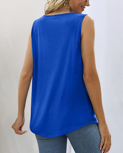 Nora | Square Neck Tank Tops Pleated Loose Fit Sleeveless