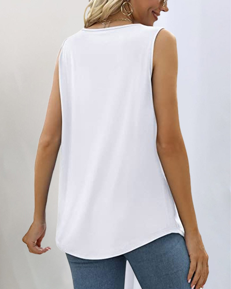 Nora | Square Neck Tank Tops Pleated Loose Fit Sleeveless