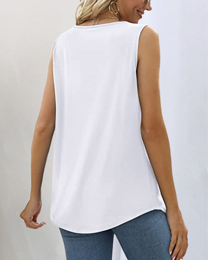 Nora | Square Neck Tank Tops Pleated Loose Fit Sleeveless