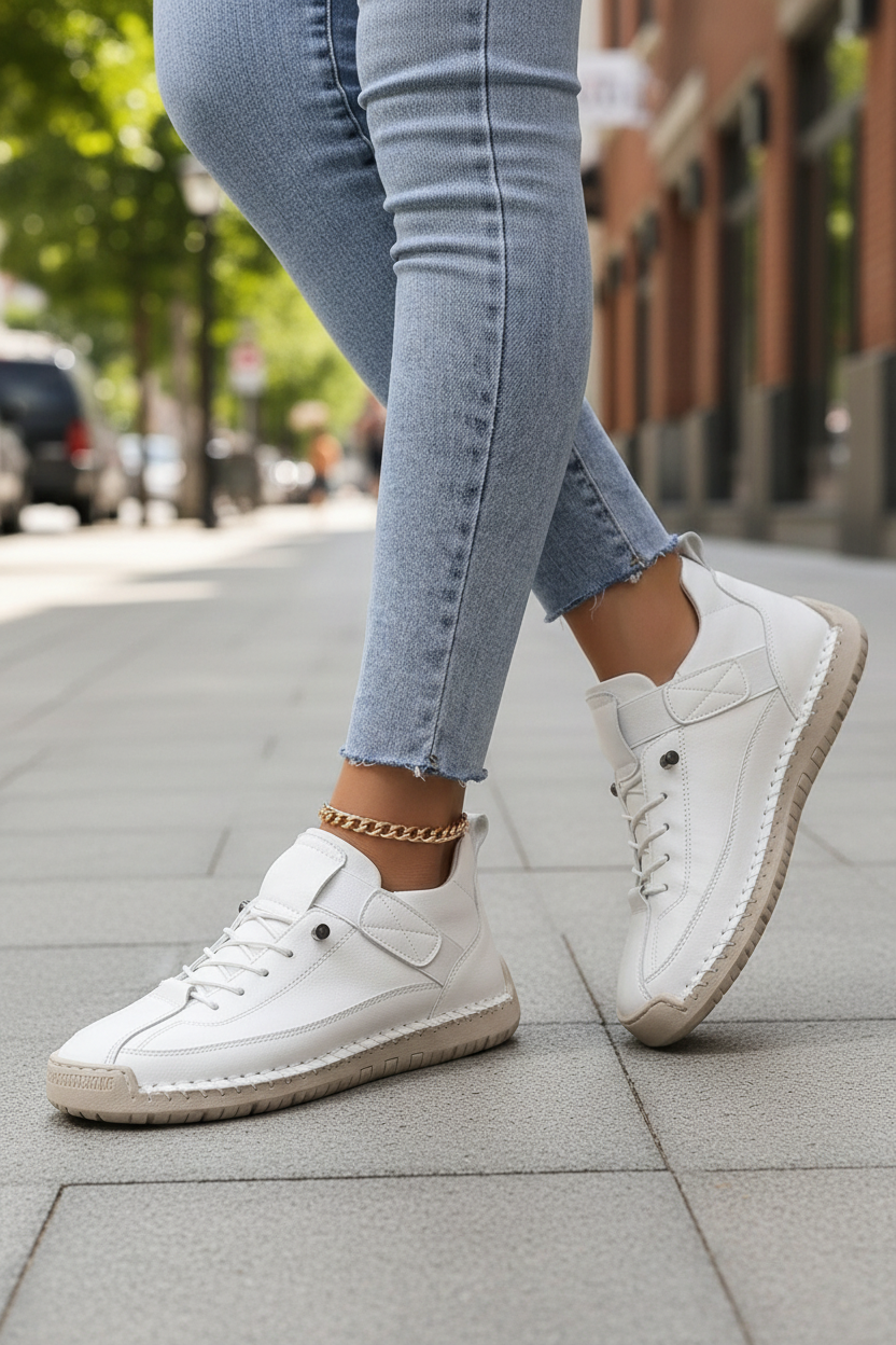 Corinthe | Women's Trendy Stitch Detail Comfort Lace-Up Sneaker