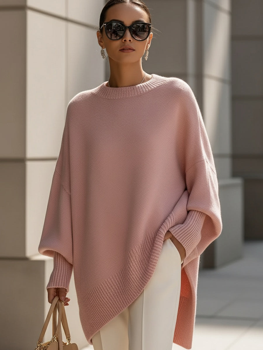 Jennifer | Women's Oversized Draped Asymmetric Knit Sweater