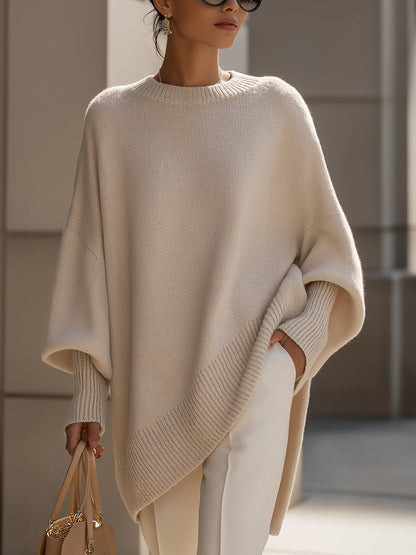 Jennifer | Women's Oversized Draped Asymmetric Knit Sweater