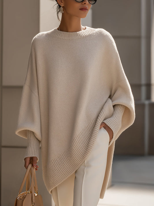 Jennifer | Women's Oversized Draped Asymmetric Knit Sweater