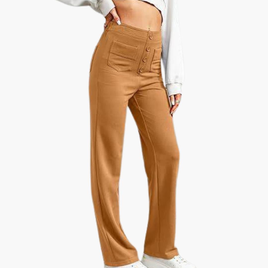 Marlowe | Women's High Waisted Wide Leg Button Front Trouser