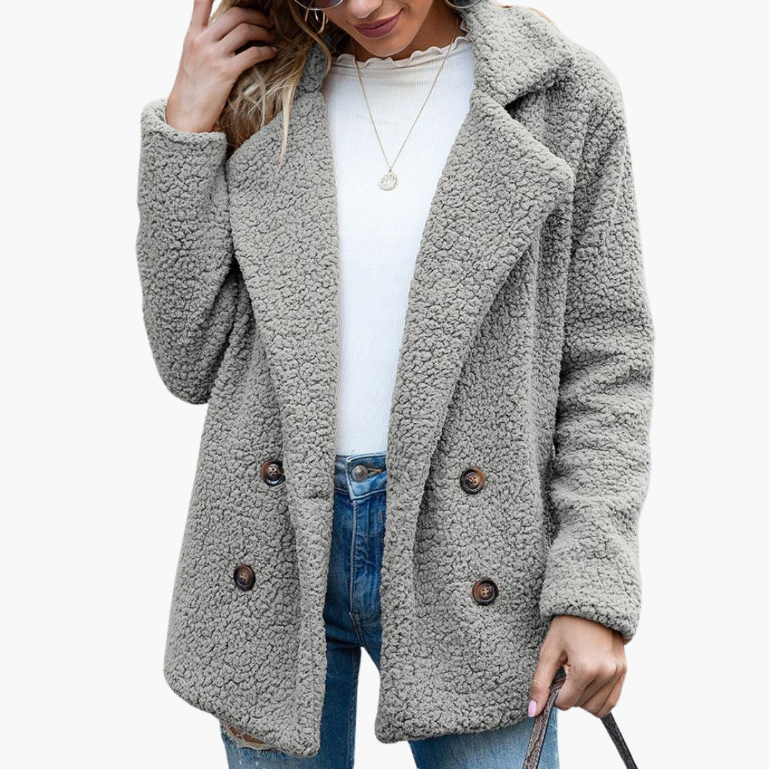 Aspen | Women's Oversized Teddy Faux Fur Lapel Collar Jacket