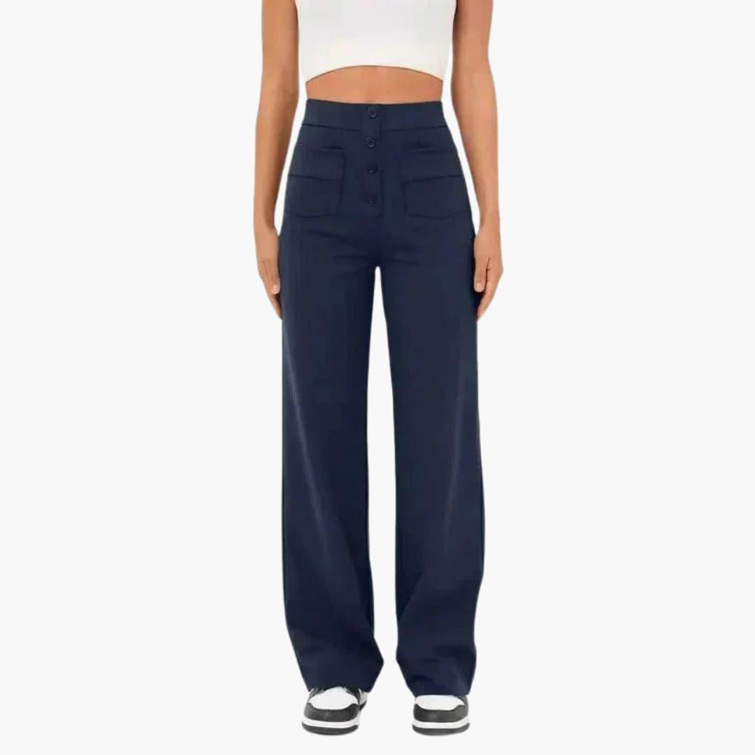 Marlowe | Women's High Waisted Wide Leg Button Front Trouser