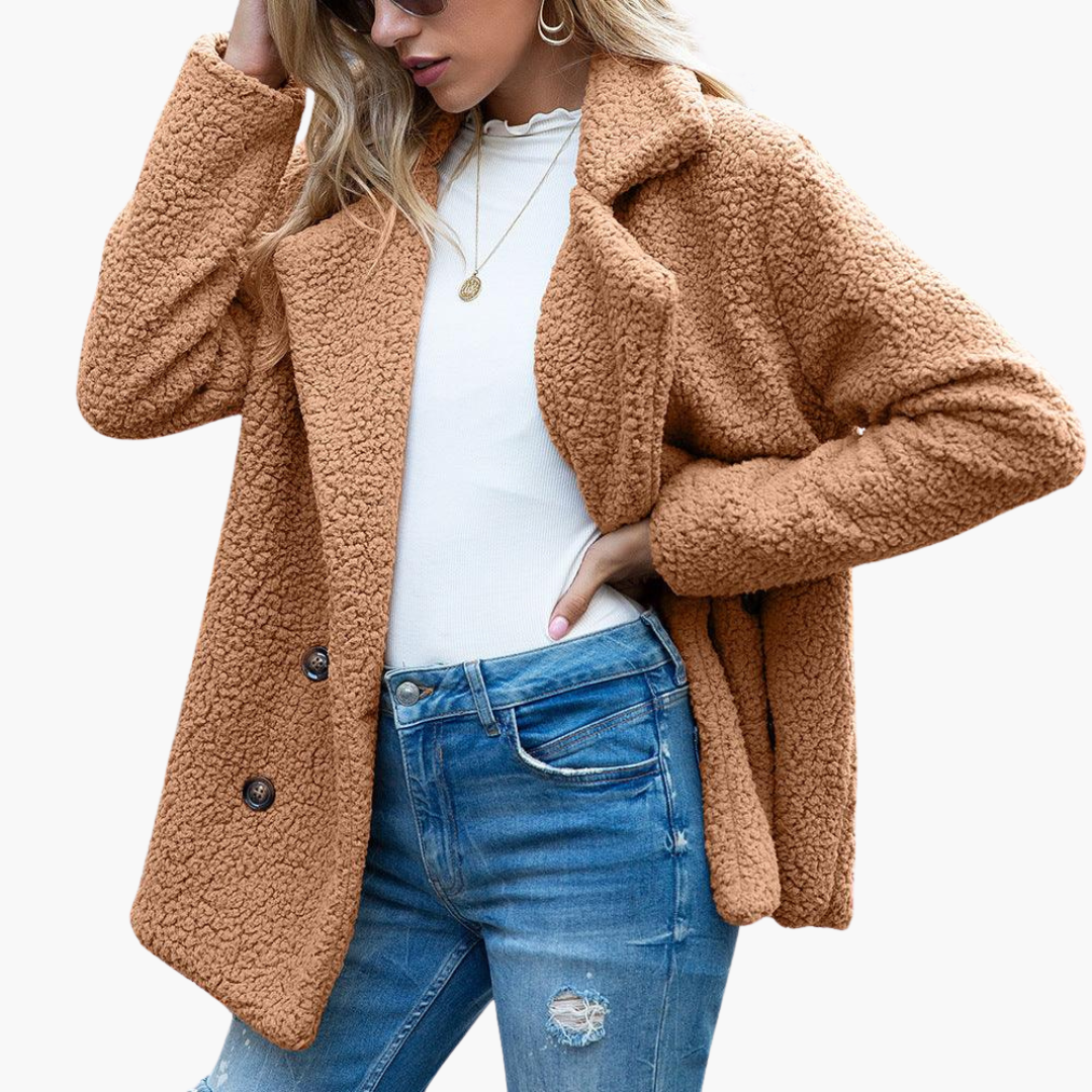 Aspen | Women's Oversized Teddy Faux Fur Lapel Collar Jacket