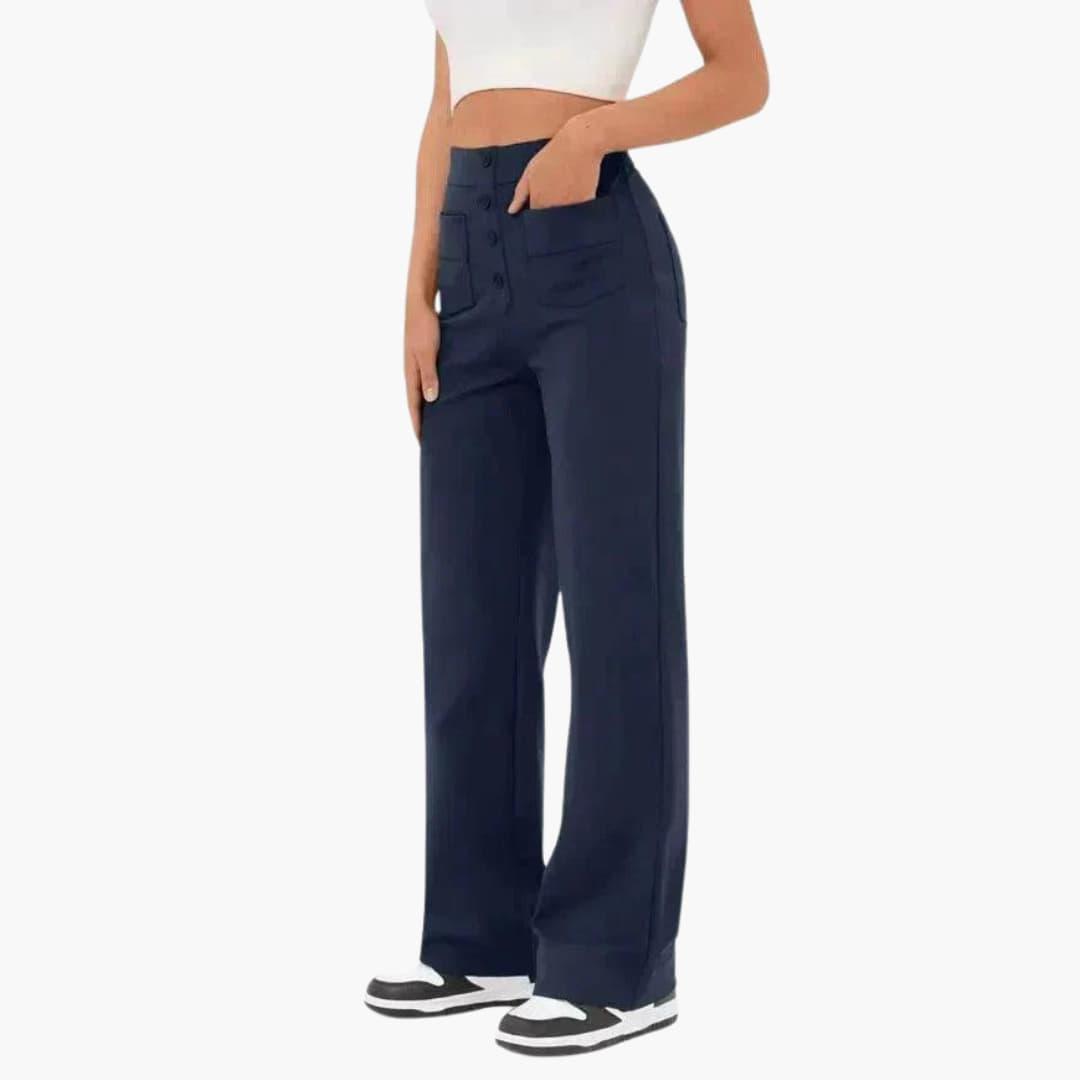 Marlowe | Women's High Waisted Wide Leg Button Front Trouser