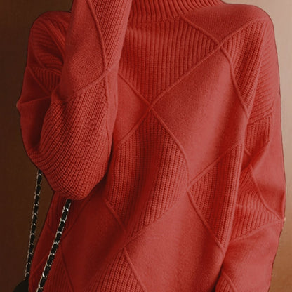 Ophira | Women's Chunky Textured Turtleneck Cable Knit Sweater