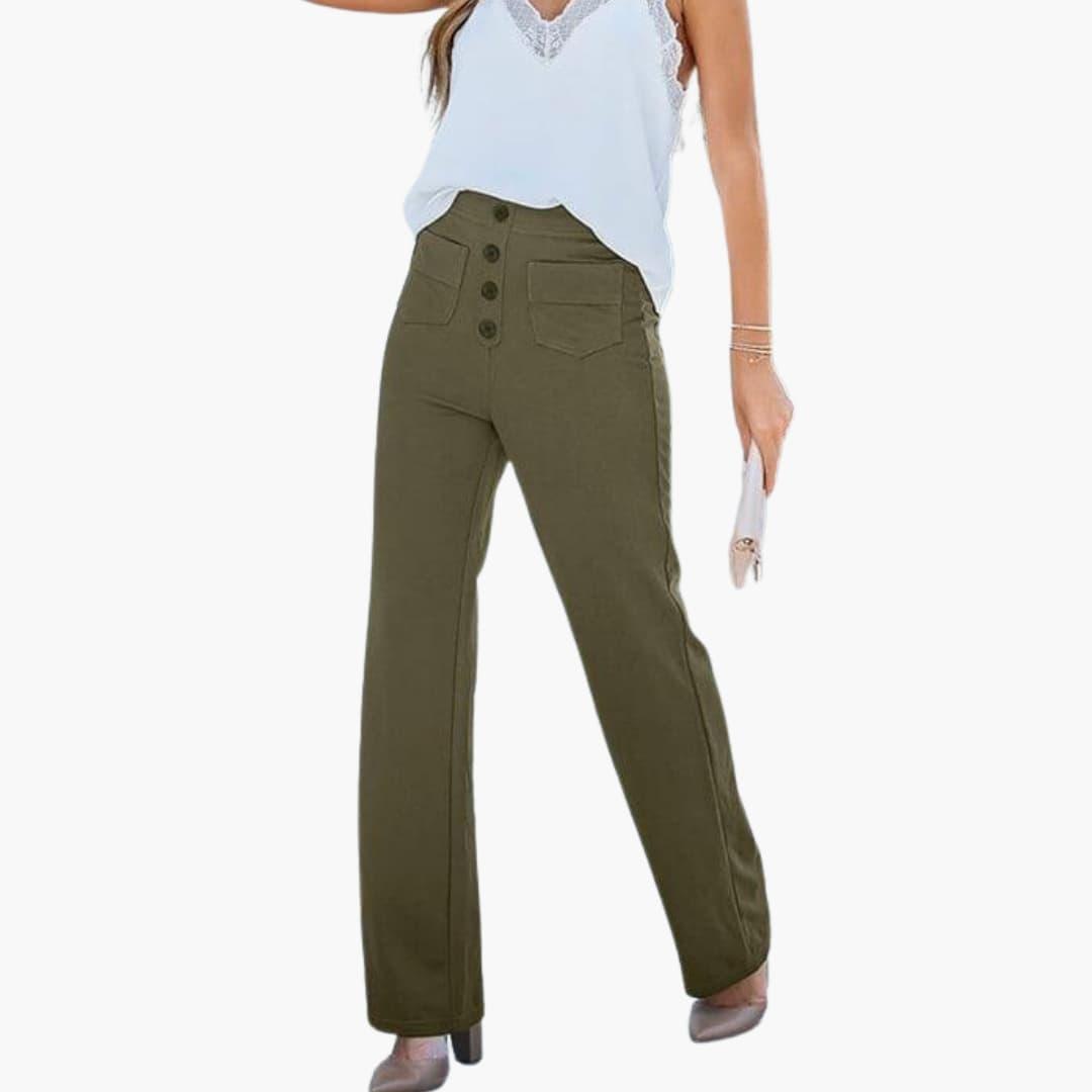 Marlowe | Women's High Waisted Wide Leg Button Front Trouser