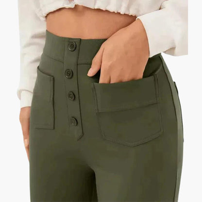 Marlowe | Women's High Waisted Wide Leg Button Front Trouser