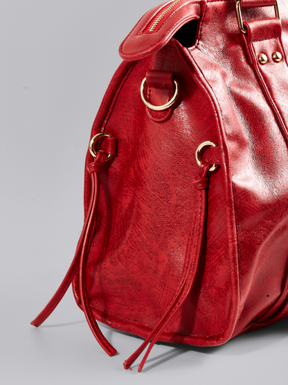Halden | Women's Structured Bowler Studded Buckle Zip Pocket Handbag