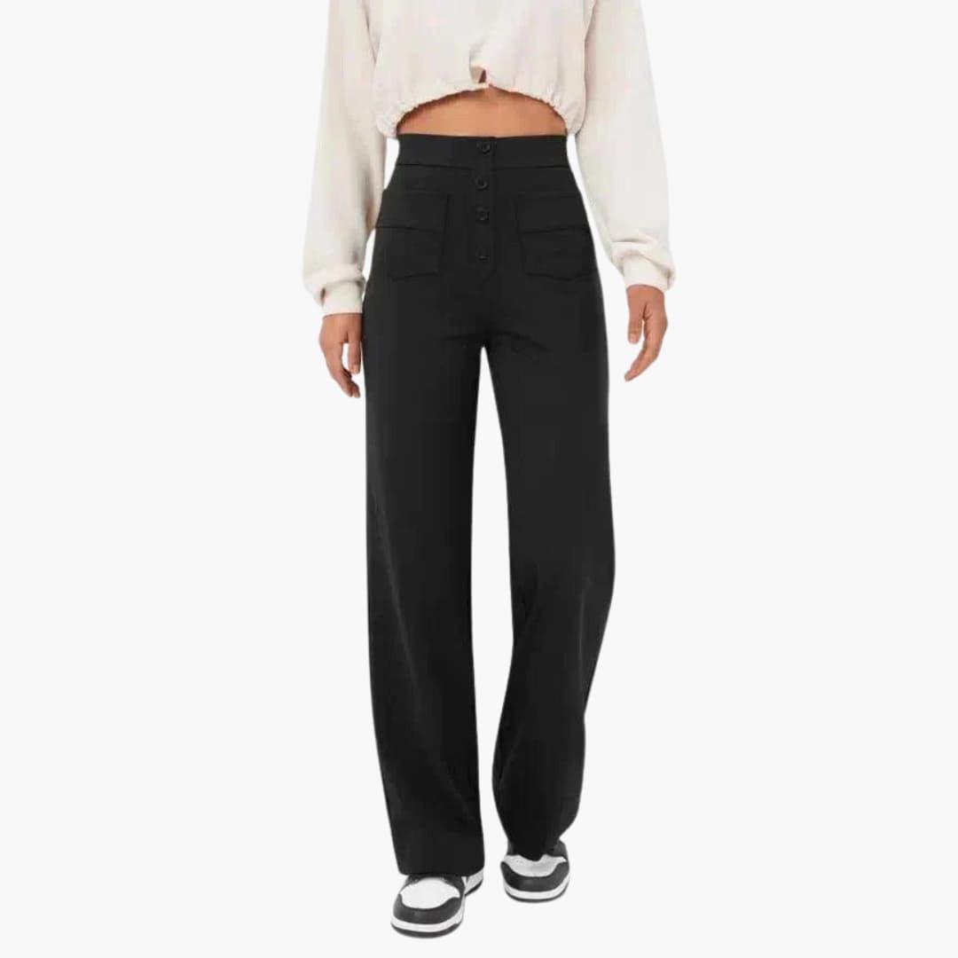 Marlowe | Women's High Waisted Wide Leg Button Front Trouser