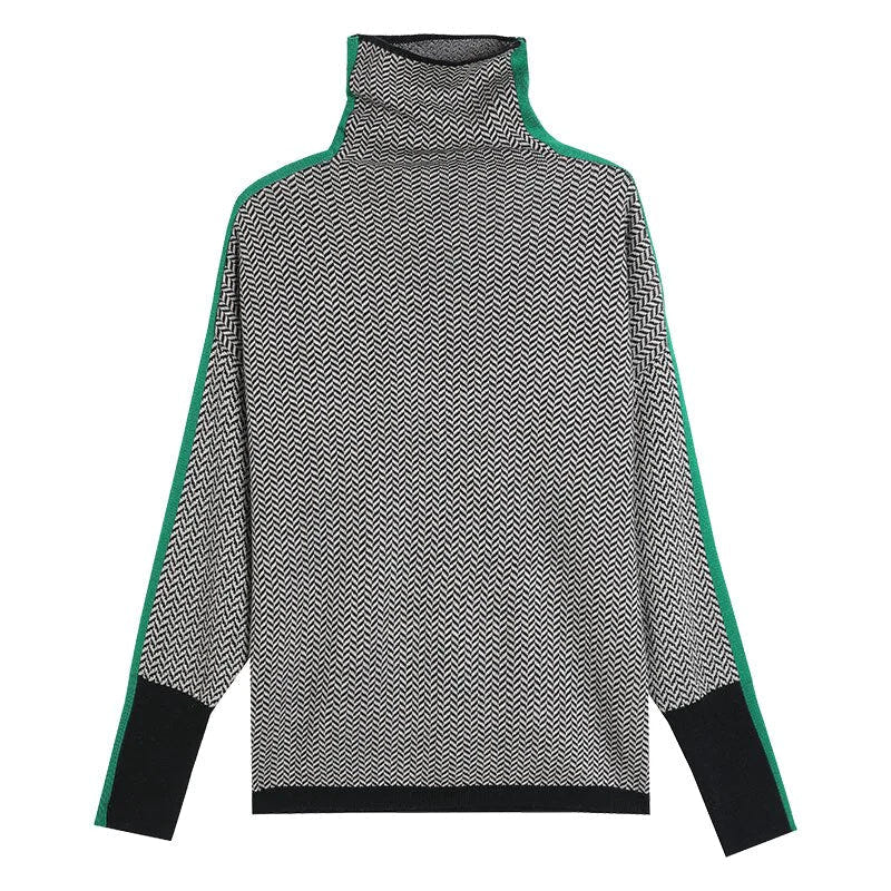Marlowe | Women's Turtleneck Herringbone Knit Sweater