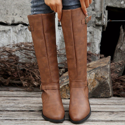 Elenora | Women's Classic Riding Buckle Knee High Boot