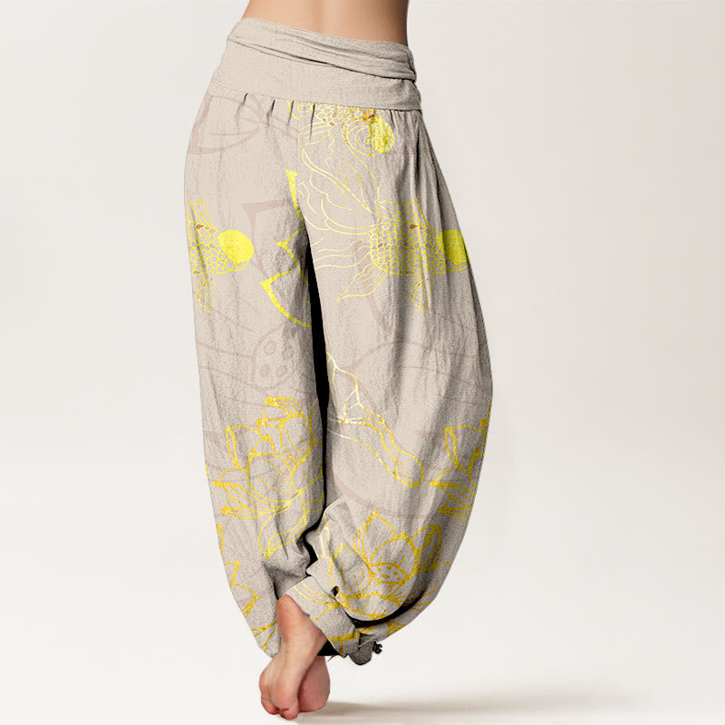 Lotus | Women's Cotton Elastic Waist Boho Print Harem Pants