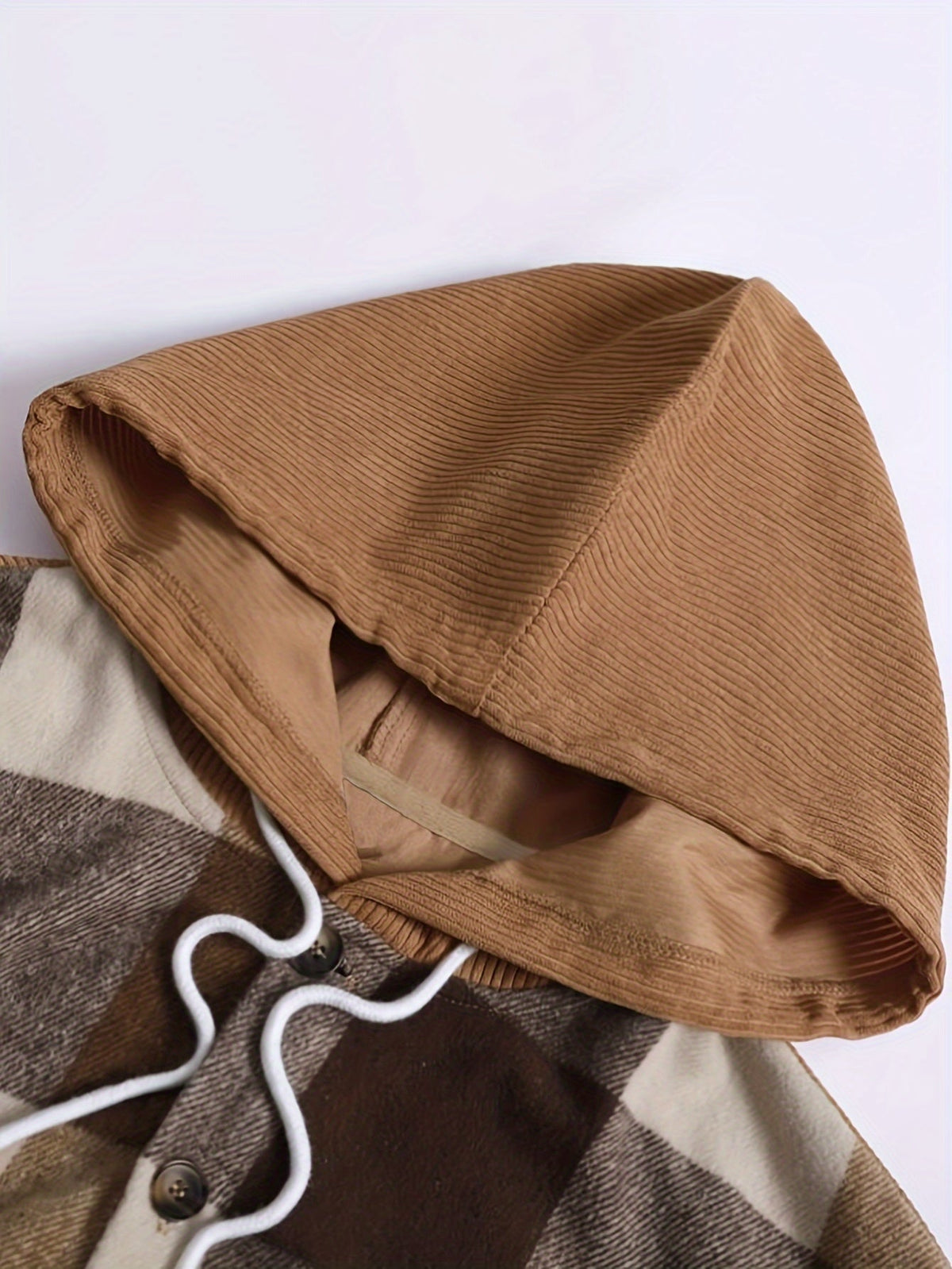 Thaddeus | Men's Plaid Hooded Corduroy Pocket Overshirt Jacket